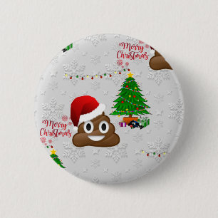 Badge Rond 5 Cm joyeux noël poo émoji