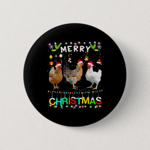 Badge Rond 5 Cm Joyeux Noël Poulet de Noël Feu de Noël Feu de Noël