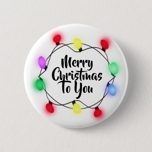 Badge Rond 5 Cm Joyeux Noël pour vous Lumières Noël (Devant)