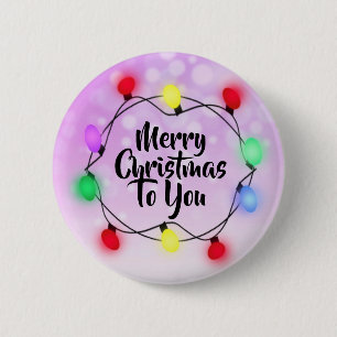 Badge Rond 5 Cm Joyeux Noël pour vous Lumières Noël