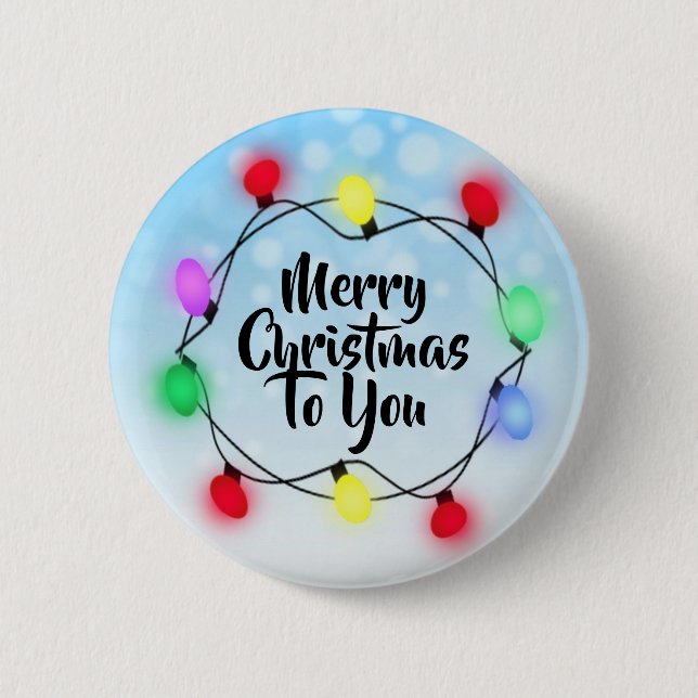 Badge Rond 5 Cm Joyeux Noël pour vous Lumières Noël (Devant)