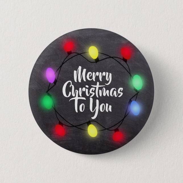 Badge Rond 5 Cm Joyeux Noël pour vous Lumières Noël (Devant)