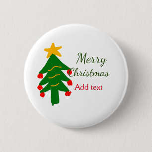 Badge Rond 5 Cm Joyeux Noël rouge vert Noël ajouter le nom