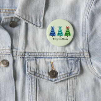 Badge Rond 5 Cm Joyeux Noël Trio Arbre