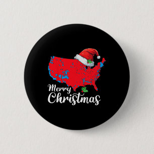 Badge Rond 5 Cm Joyeux Noël Trump Patriotic Usa Map 2024 Père Noël
