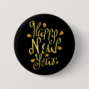 Badge Rond 5 Cm Joyeux Nouvel An Or