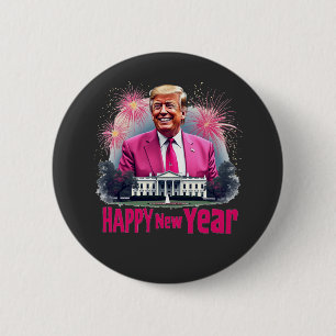 Badge Rond 5 Cm Joyeux Nouvel An Trump Jour d'Inauguration 2025