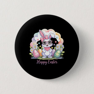 Badge Rond 5 Cm Joyeux Oeufs de lapin de Pâques Cute Joyeux Bunn d