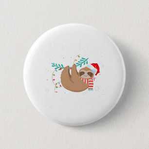 Badge Rond 5 Cm Joyeux Pajama De Noël Slothmas Pour Les Amateurs D
