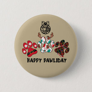 Badge Rond 5 Cm Joyeux Pawliday - Bouton Fêtes de Noël