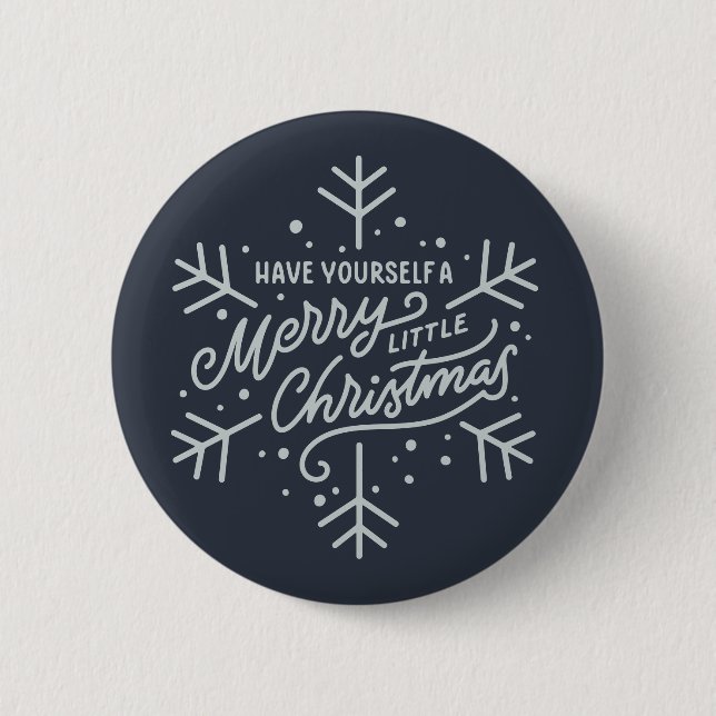 Badge Rond 5 Cm Joyeux petit Noël - Flocon de neige (Devant)