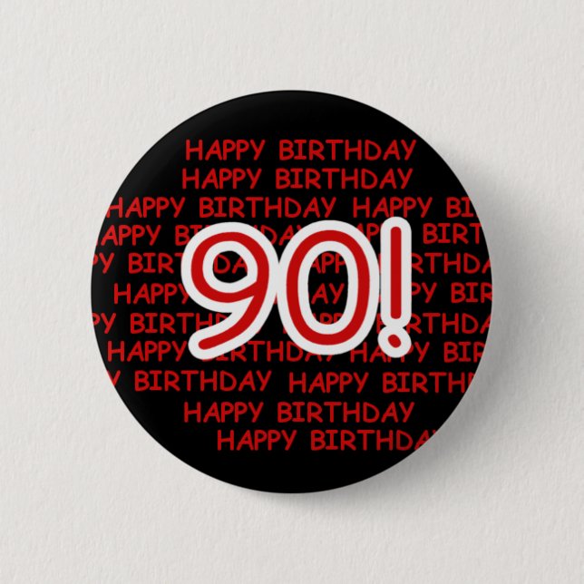 Badge Rond 5 Cm Joyeux quatre-vingt-dixième anniversaire (Devant)