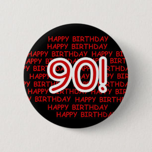 Badge Rond 5 Cm Joyeux quatre-vingt-dixième anniversaire