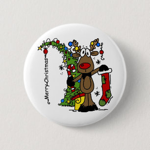 Badge Rond 5 Cm Joyeux rennes de Noël