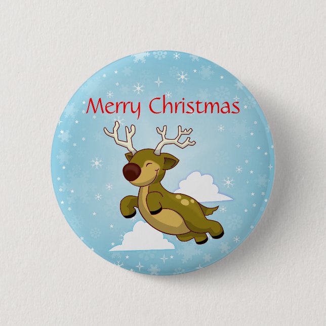 Badge Rond 5 Cm Joyeux rennes de Noël (Devant)