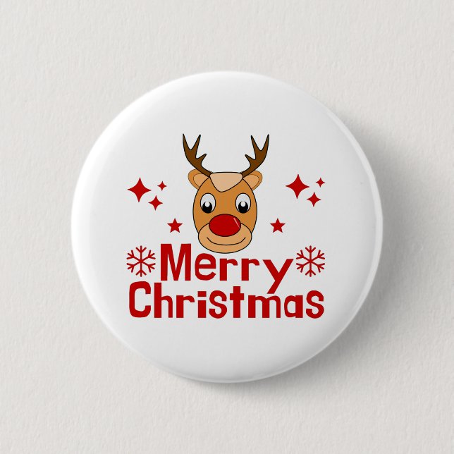 Badge Rond 5 Cm Joyeux rennes de Noël (Devant)