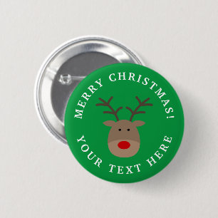 Badge Rond 5 Cm Joyeux rennes de Noël rouge boutons de vacances