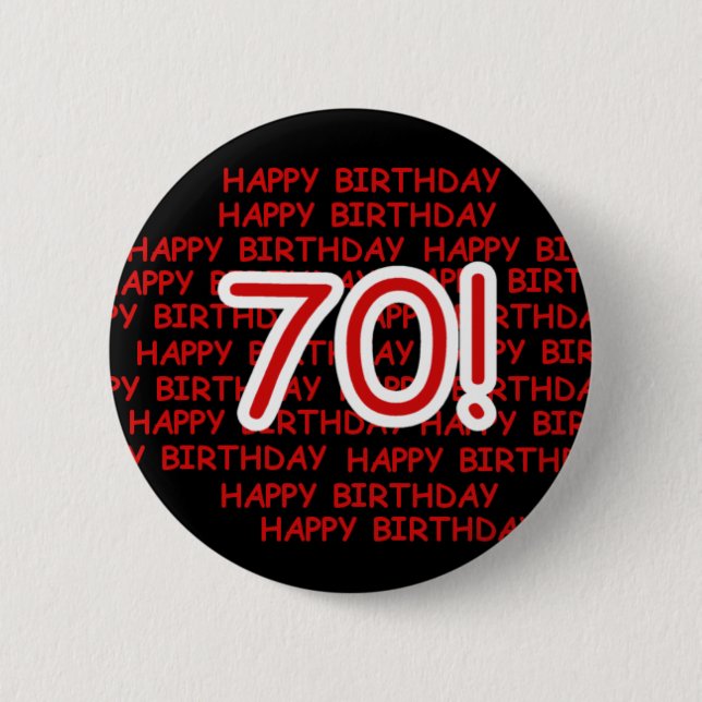 Badge Rond 5 Cm Joyeux soixante-dixième anniversaire (Devant)