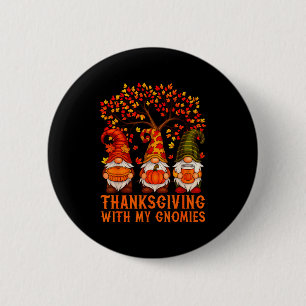 Badge Rond 5 Cm Joyeux Thanksgiving Mignons Gnomes Citrouille Feui