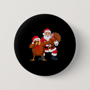 Badge Rond 5 Cm Joyeux Thanksmas Thanksgiving Noël, Dinde San