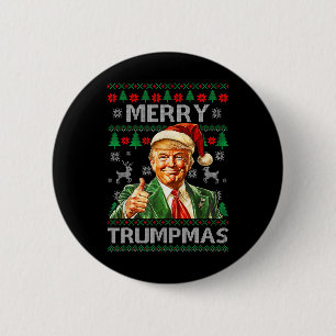 Badge Rond 5 Cm Joyeux Trumpmas - Père Noël Donald Trump 