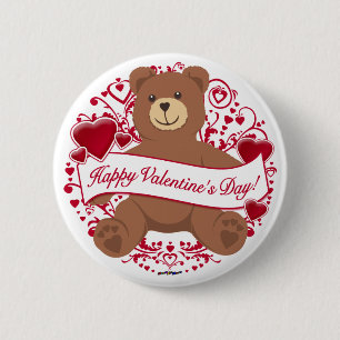 Badge Rond 5 Cm Joyeux Valentine ! Teddy bear