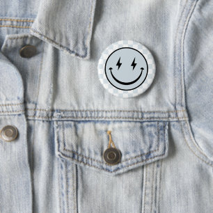 Badge Rond 5 Cm Joyeux visage Super bleu garçon Anniversaire