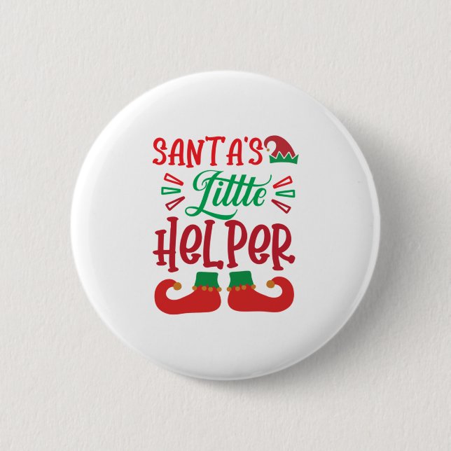 Badge Rond 5 Cm Joyeux Xmas Père Noël Little Helper (Devant)