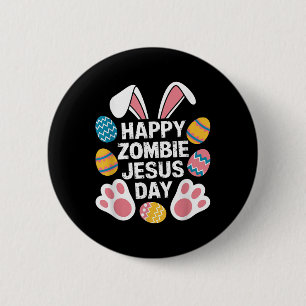 Badge Rond 5 Cm Joyeux Zombie Jésus Jour de Pâques Zombie