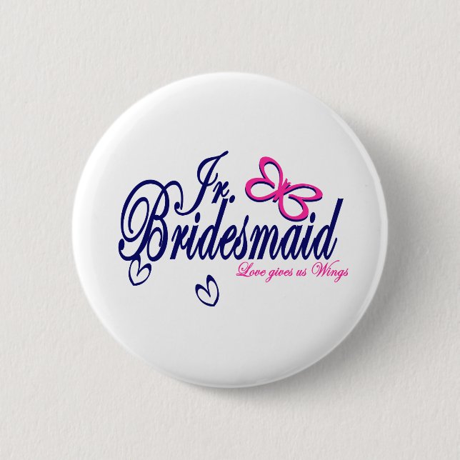 Badge Rond 5 Cm Jr. Bridesmaid/ Thème Papillon (Devant)