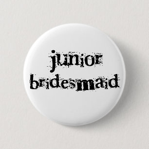 Badge Rond 5 Cm Jr. Texte noir de demoiselle d'honneur