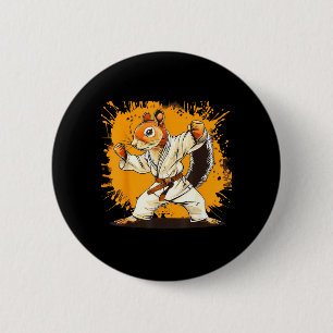 Badge Rond 5 Cm Judo Écureuil Aquarelle Taekwondo Karaté MMA
