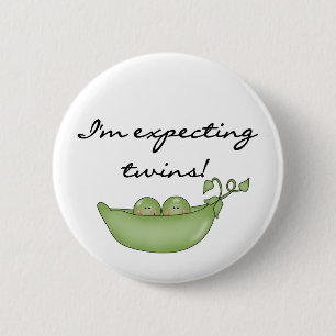 Badge Rond 5 Cm Jumeaux attendus - Pois dans un pod