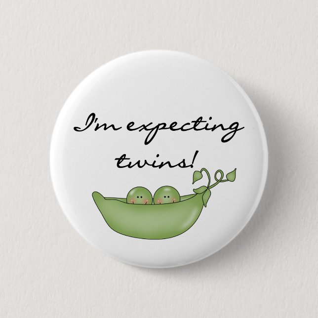 Badge Rond 5 Cm Jumeaux attendus - Pois dans un pod (Devant)