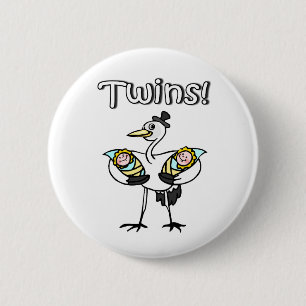 Badge Rond 5 Cm Jumeaux (cigogne)