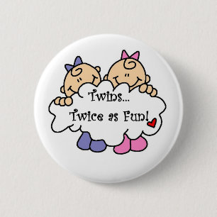 Badge Rond 5 Cm Jumeaux deux fois comme amusement