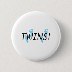 Badge Rond 5 Cm Jumeaux (empreintes de pas bleues)