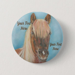 Badge Rond 5 Cm jument de châtaigne avec le cheval équin d'art d