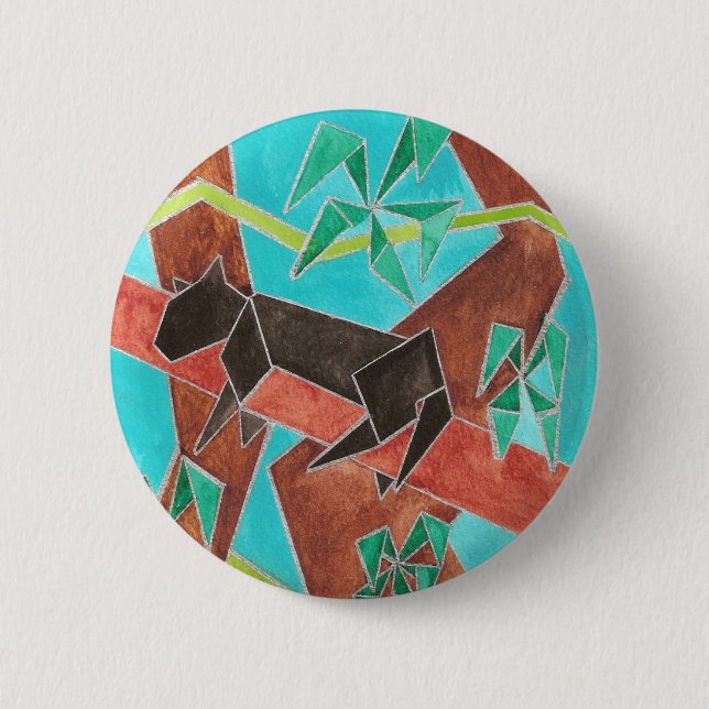 Badge Rond 5 Cm Jungle Panther Original Abstract Art (Devant)