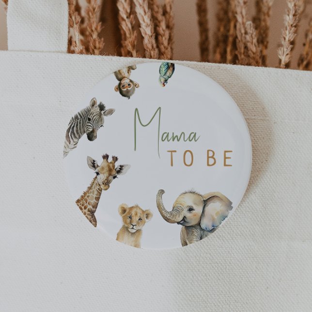 Badge Rond 5 Cm Jungle Safari Animaux Mama Être Baby shower (Créateur téléchargé)