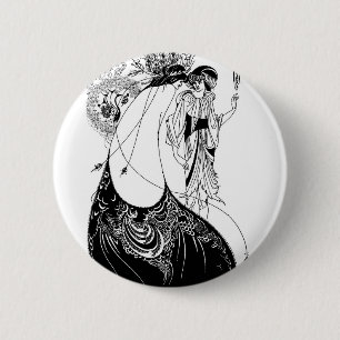 Badge Rond 5 Cm Jupe de paon Beardsley Nouveau