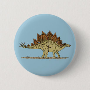 Badge Rond 5 Cm Jurassique Dinosaure Stegosaurus