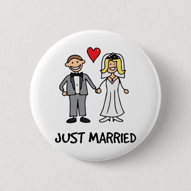 Badge Rond 5 Cm Just married (Devant)