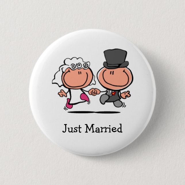 Badge Rond 5 Cm Juste bouton marié de bande dessinée (Devant)