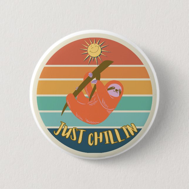 Badge Rond 5 Cm Juste Chillin Sloth (Devant)