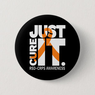Badge Rond 5 Cm Juste Cure Rsd Crps Sensibilisation Ruban Blanc Te