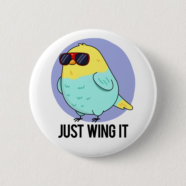 Badge Rond 5 Cm Juste L'Aile C'Amusant Jeux D'Oiseaux (Devant)