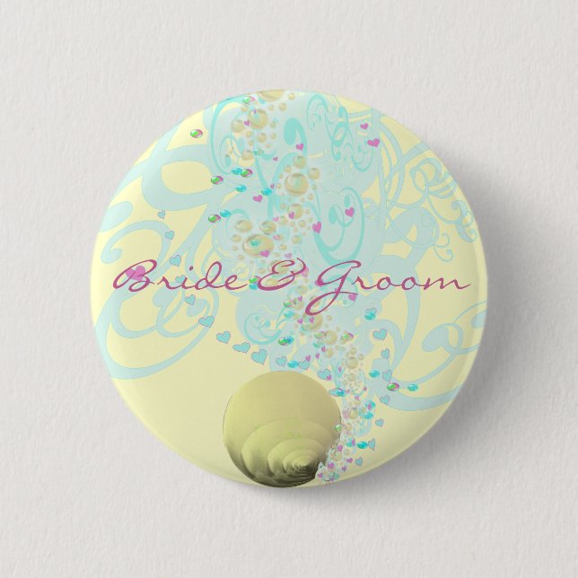 Badge Rond 5 Cm Juste Mariage de plage (Devant)