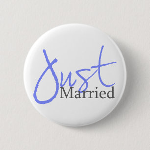 Badge Rond 5 Cm Juste marié (manuscrit bleu)