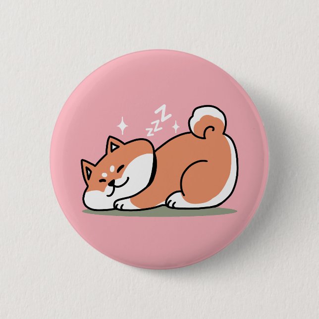 Badge Rond 5 Cm Juste un Shiba allongé bas : mignonne conception S (Devant)